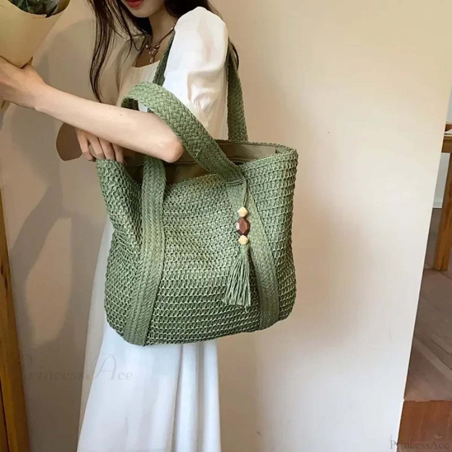 Elegant Ladies Straw Woven Shoulder Bag shoulder-250126