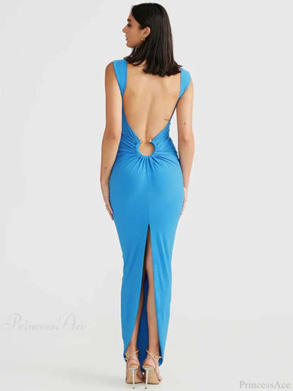 Elegant Maxi Spaghetti Strap Vacation Dress vacationdress-250223