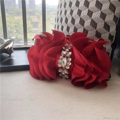 Elegant Red Evening Rhinestone Clutch Wristlet S / Red wristlet-250126