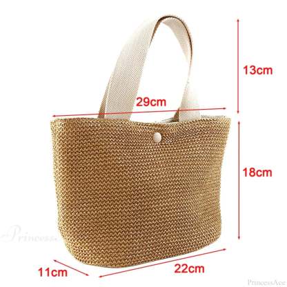 Elegant Straw Woven Beach Casual Top-Handle Shoulder Handbag Beige handbag-250126