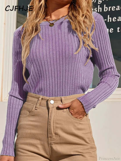 Elegant Vintage Black Casual Autumn Winter Knitted Solid Christmas Sweater Lavender / S Sweaters-L