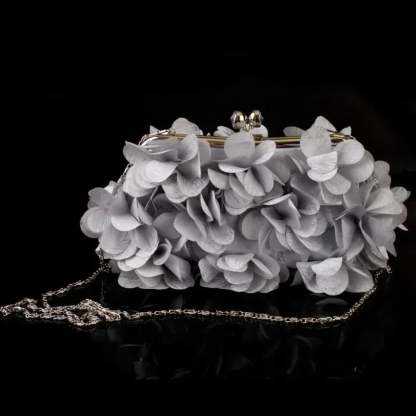 Elegant White Bride Floral Wedding Clutch Evening Handbag Gray clutchbag-250126