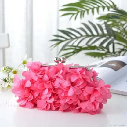 Elegant White Bride Floral Wedding Clutch Evening Handbag Rose Red clutchbag-250126