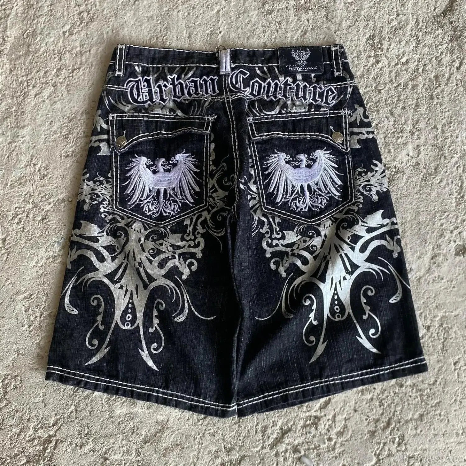 Embroidered Baggy Short black / S