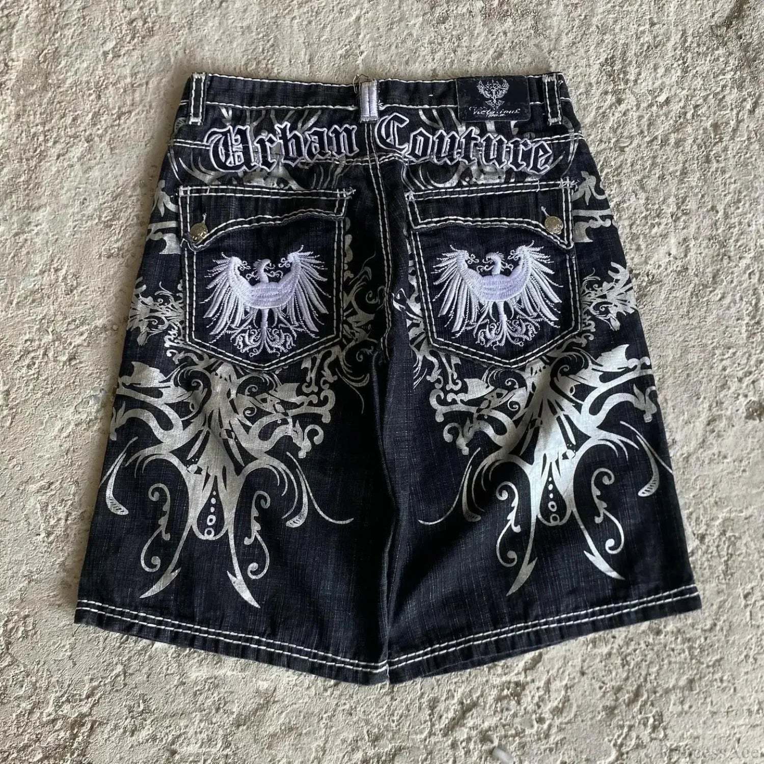 Embroidered Baggy Short black / S