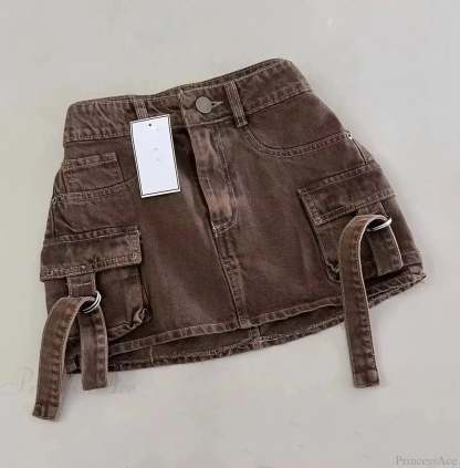 Embroidered Denim Short Brown / S