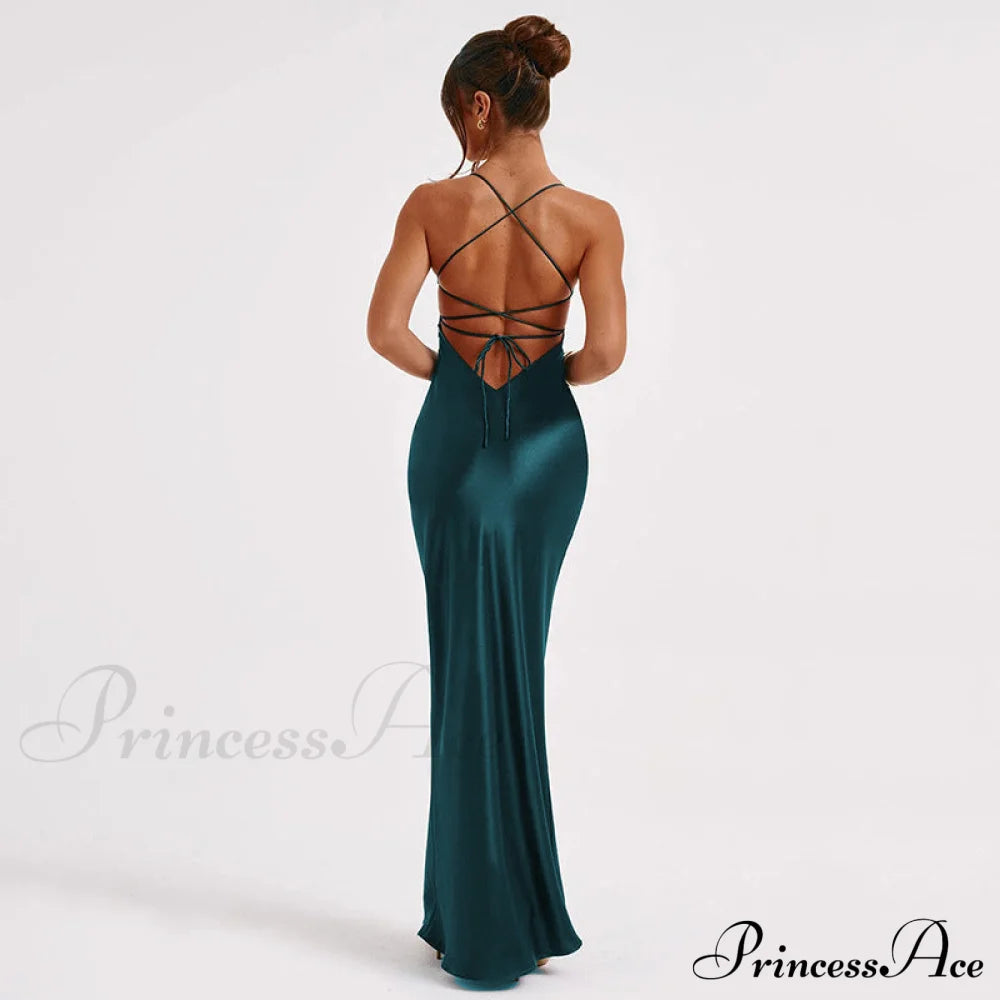 Emilia Draped Stylish Satin Gown S.o. Long Dresses