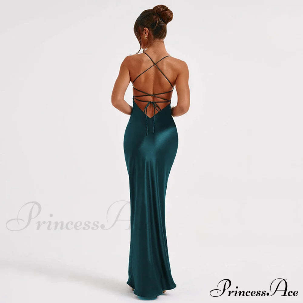 Emilia Draped Stylish Satin Gown S.o. Long Dresses