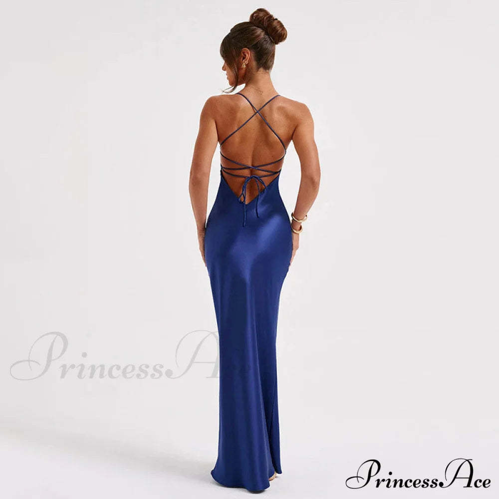 Emilia Draped Stylish Satin Gown S.o. Long Dresses