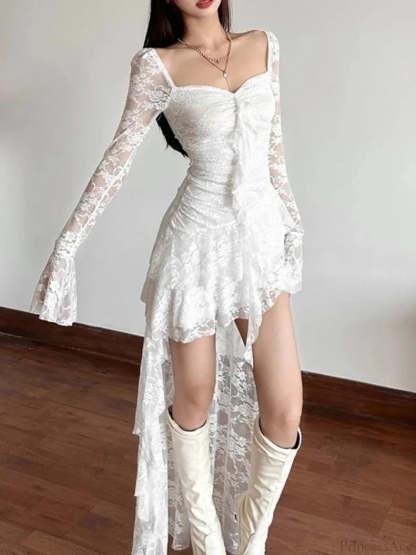 Antique Transparent Bodice Midi Dress