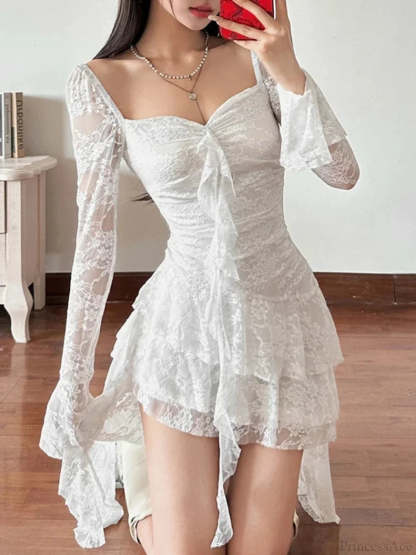 Antique Transparent Bodice Midi Dress