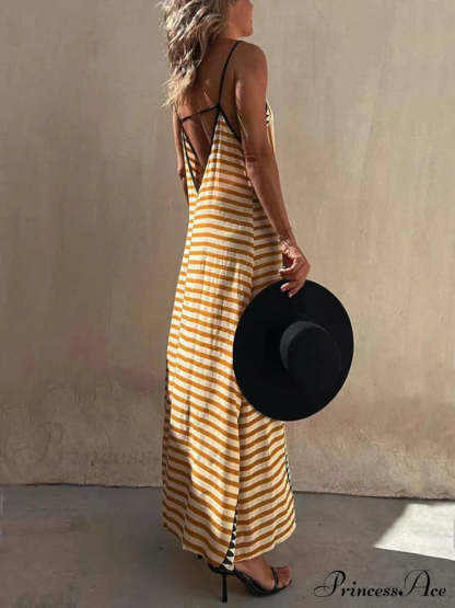 Ethnic Print Backless Charming A-Line Maxi Dress Dresses
