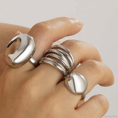 European Ornate Pearl Medieval Ring 03 silver color