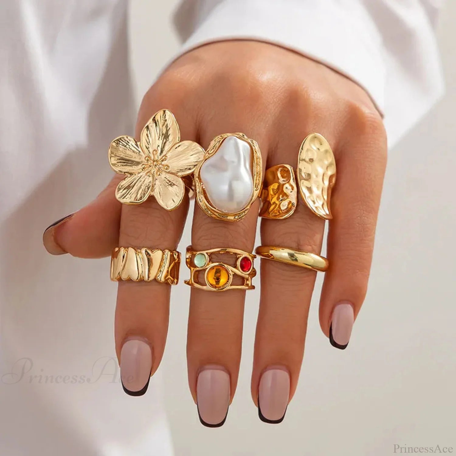 European Ornate Pearl Medieval Ring