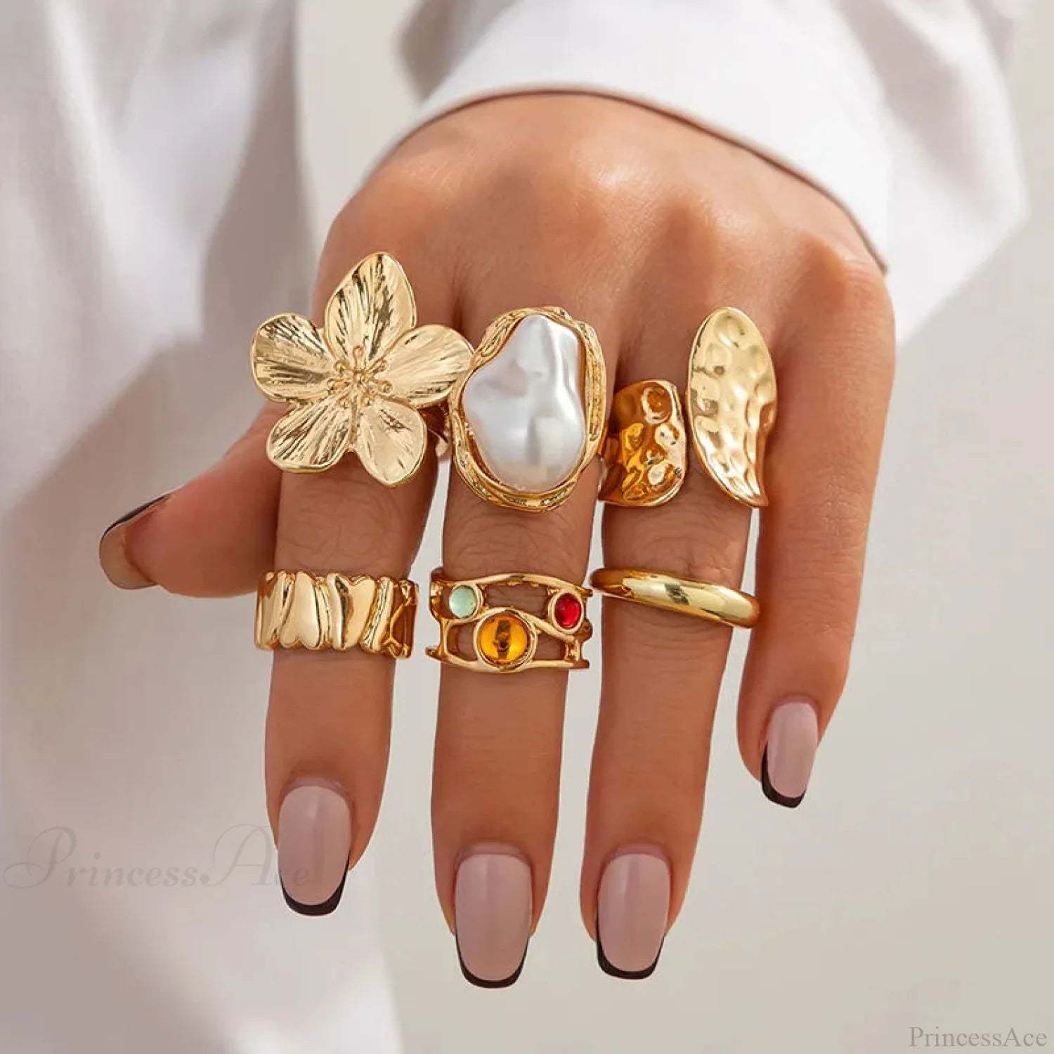 European Ornate Pearl Medieval Ring