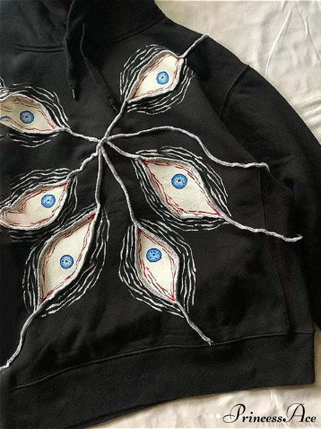 Evil Eye Patterned Dark Gothic Hip Hop Hoodie