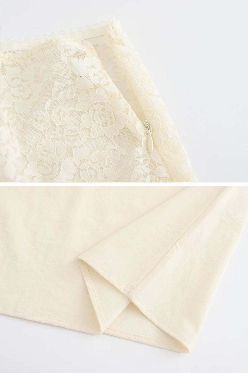 Elegant Lace Up Crop Top & Maxi Skirt Boho Dress