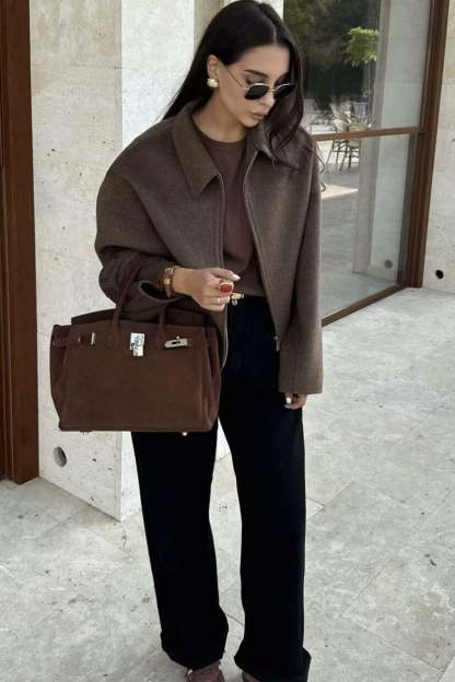 Minimalist Lapel Short Wool Coat coats