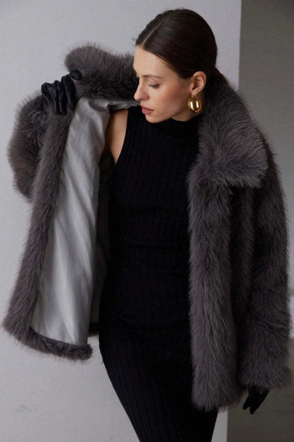Solid Faux Fur Winter Coat coats