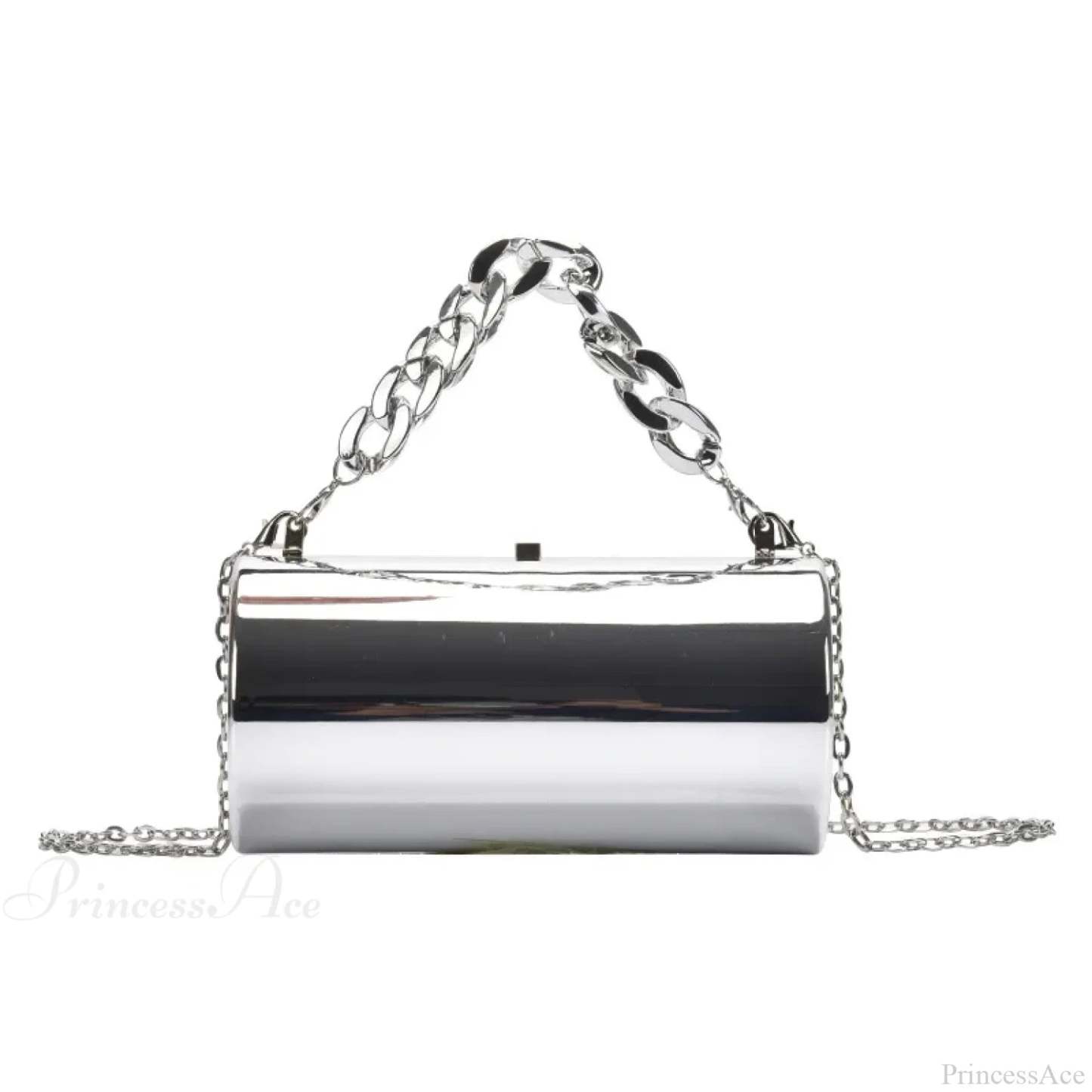 Fashion Cylinder Mini Evening Crossbody Handbag Silver handbag-250126