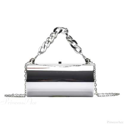 Fashion Cylinder Mini Evening Crossbody Handbag Silver handbag-250126