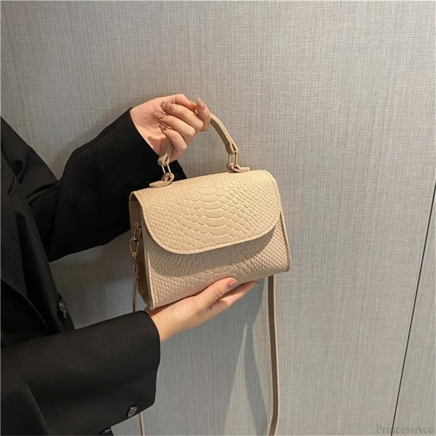 Fashion Felt Crocodile Embossed Crossbody Handbag handbag-250126