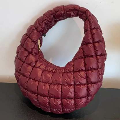 Fashion Quilted Puffer Cloud Pleated Shoulder Handbag Red handbag-250126