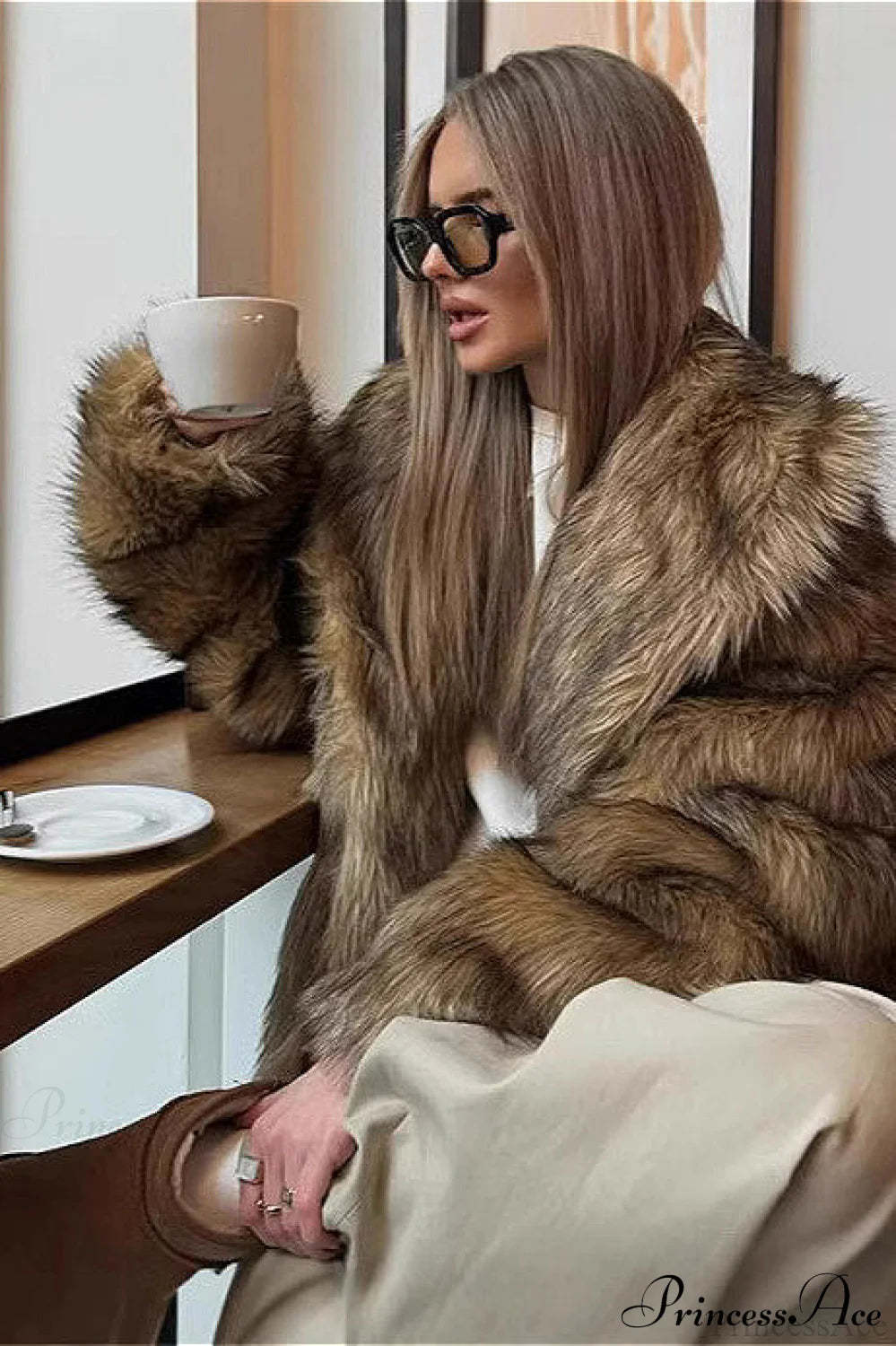 Faux Fur Lapel Warm Winter Coat