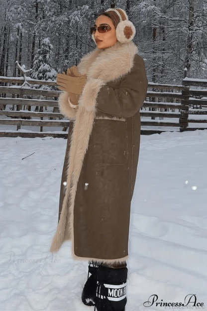 Faux Fur Reversible Long Collared Overcoat
