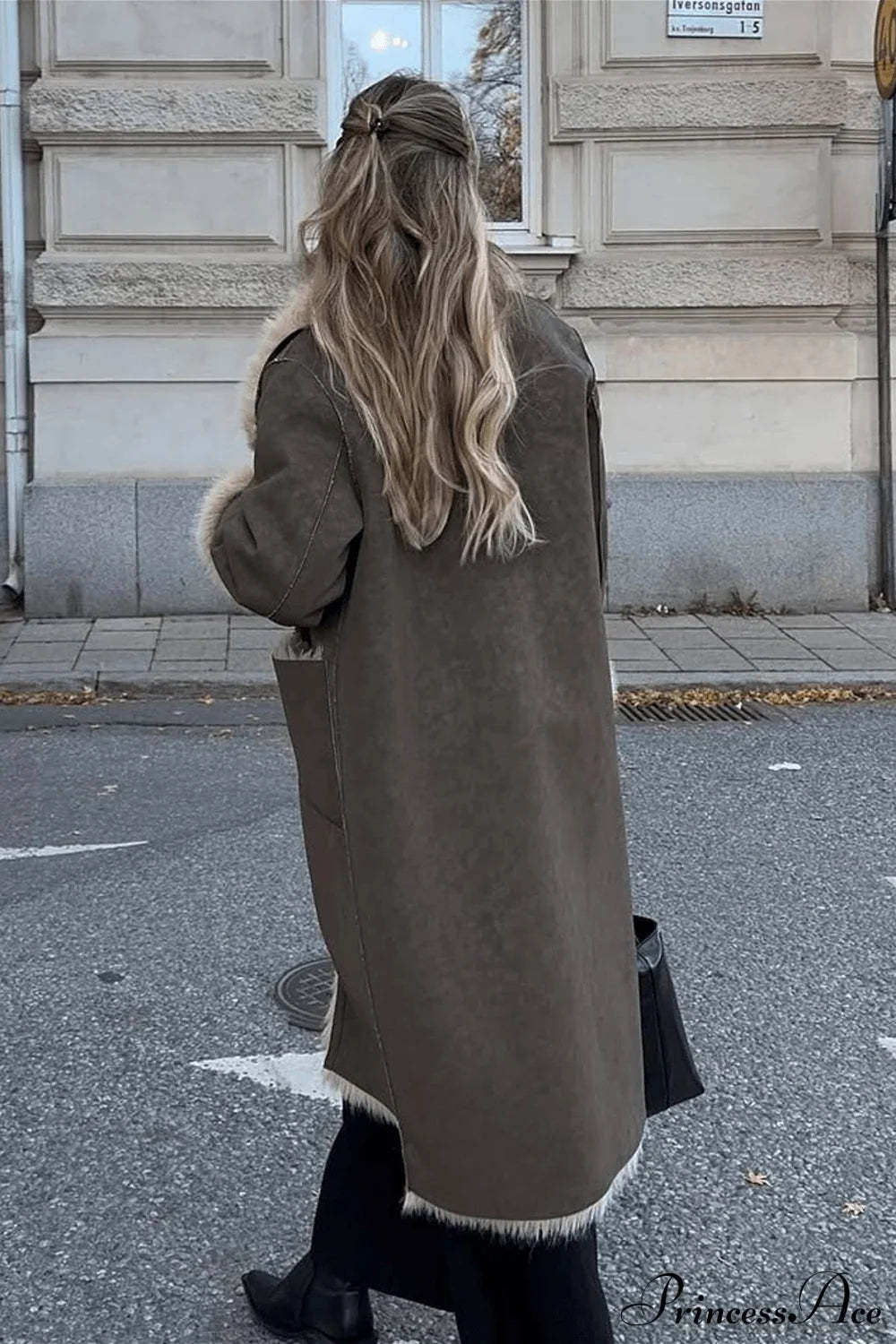 Faux Fur Reversible Long Collared Overcoat