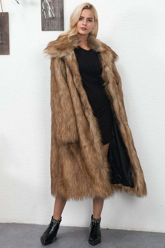 Faux Fur Longline Plus Size Coat coats