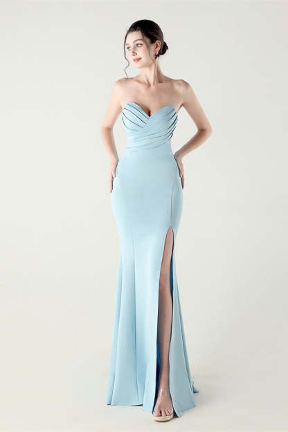 Strapless Sweetheart Pleated Party Dress