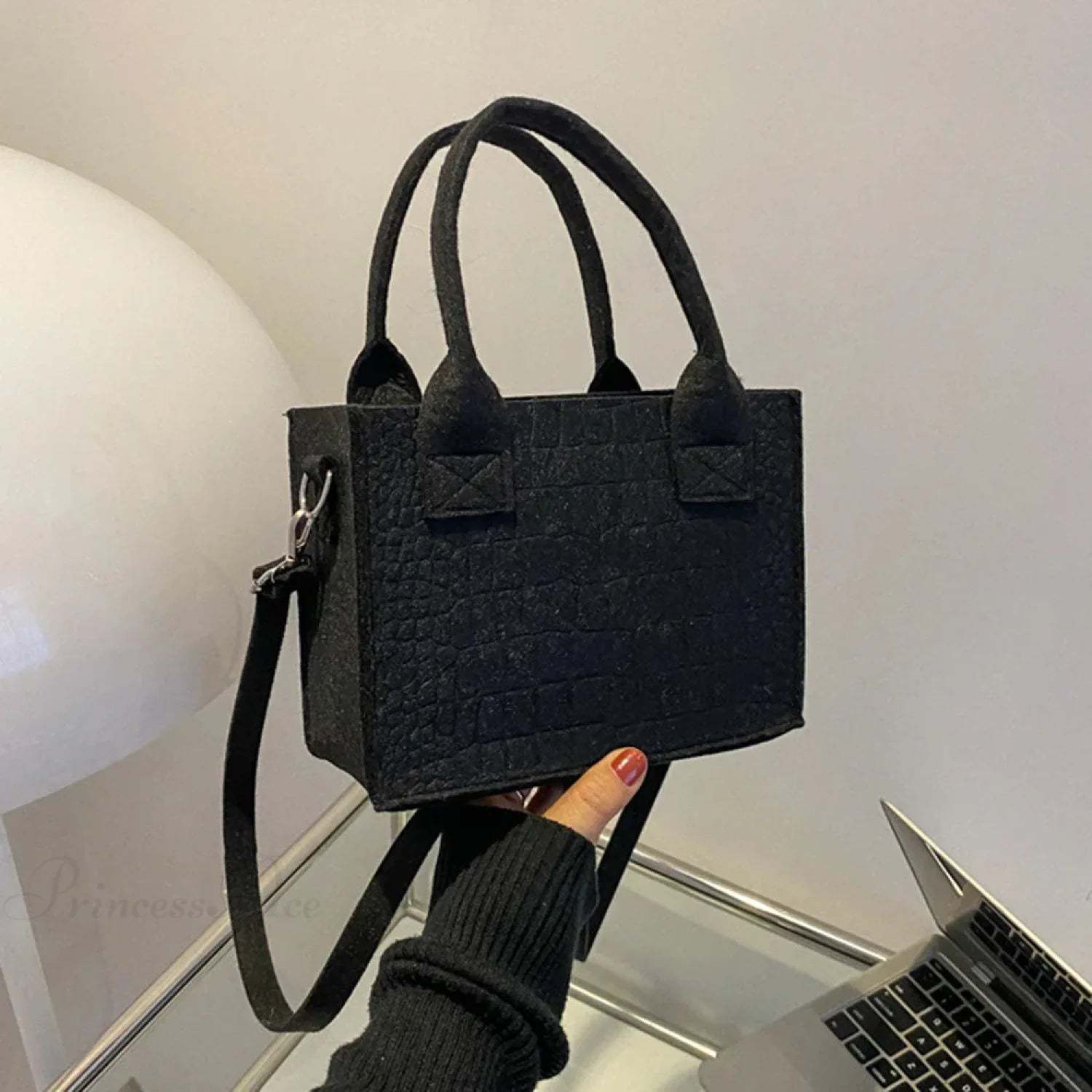 Felt Mini Tote Autumn Winter Small Square Handbag handbag-250126