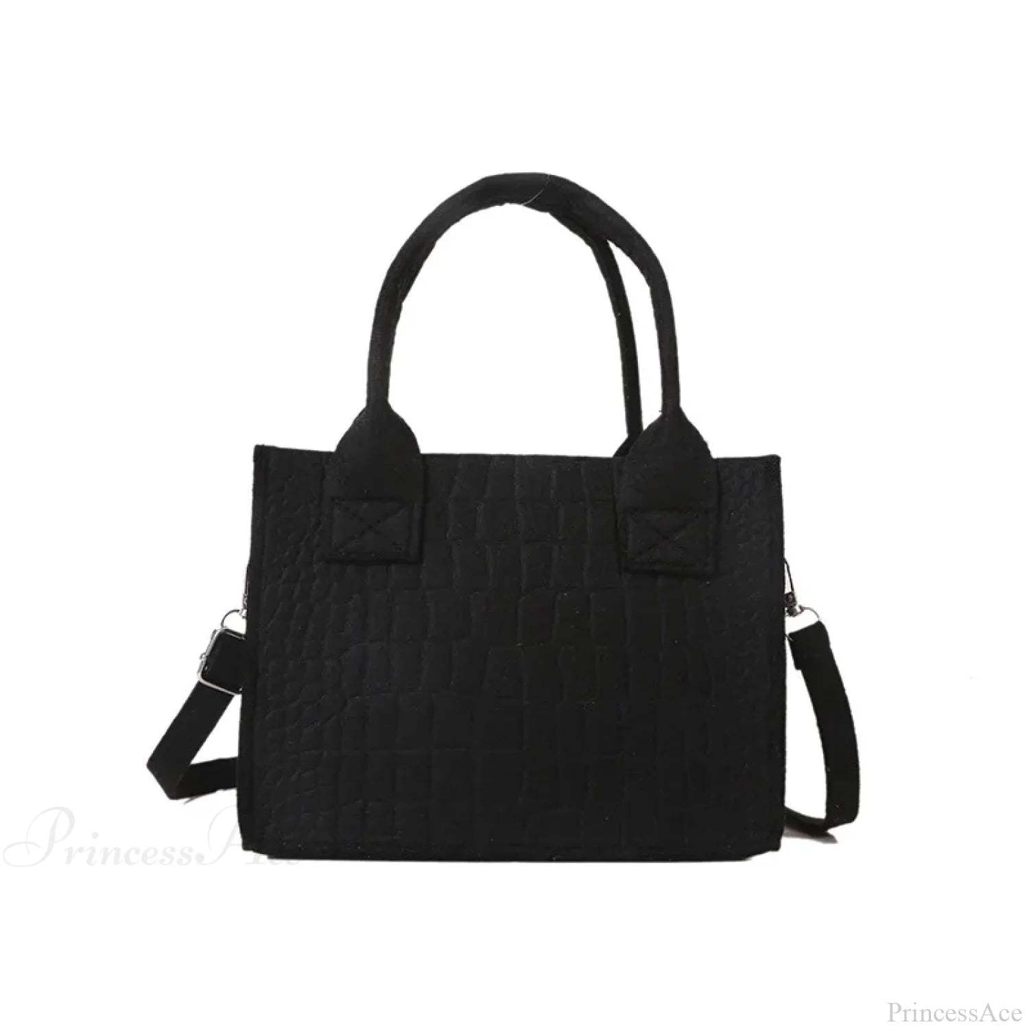 Felt Mini Tote Autumn Winter Small Square Handbag Black handbag-250126