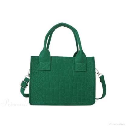Felt Mini Tote Autumn Winter Small Square Handbag Green handbag-250126