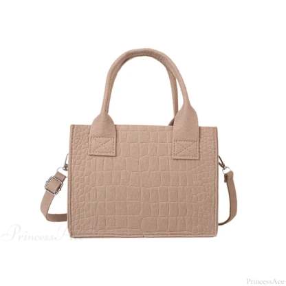 Felt Mini Tote Autumn Winter Small Square Handbag Khaki handbag-250126