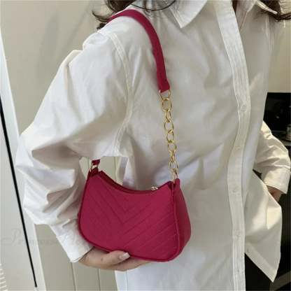 Felt Solid Color Retro Underarm Shoulder Bag shoulder-250126