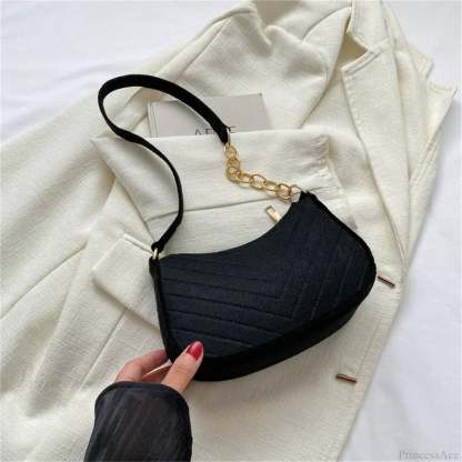 Felt Solid Color Retro Underarm Shoulder Bag shoulder-250126