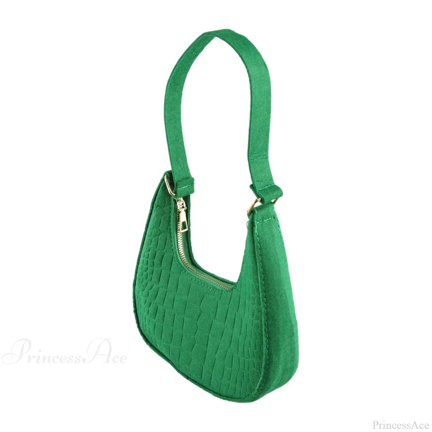 Felt Solid Color Retro Underarm Shoulder Bag Green shoulder-250126