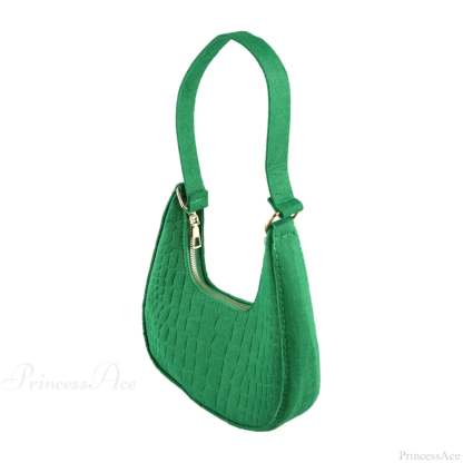 Felt Solid Color Retro Underarm Shoulder Bag Green shoulder-250126