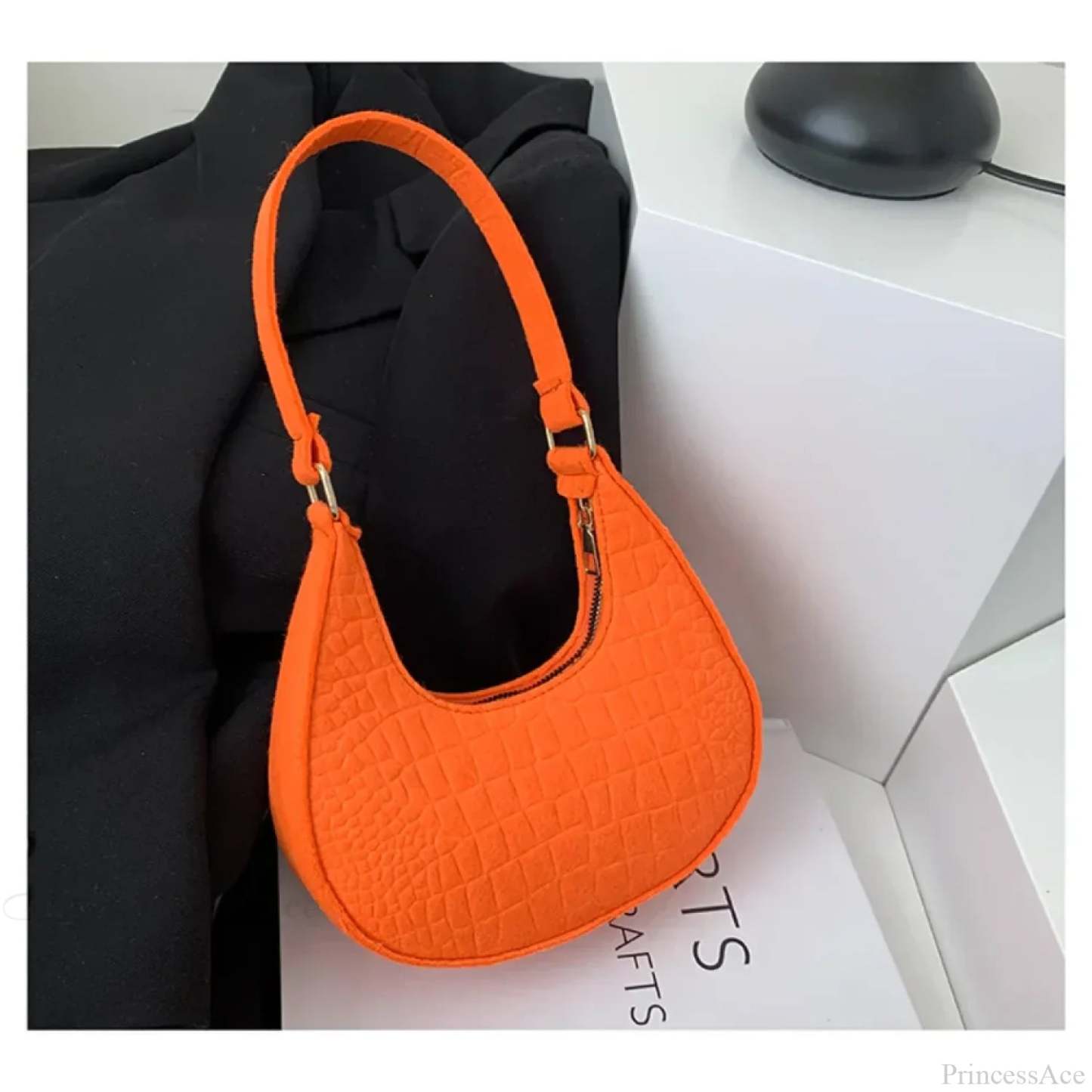 Felt Solid Color Retro Underarm Shoulder Bag Orange shoulder-250126