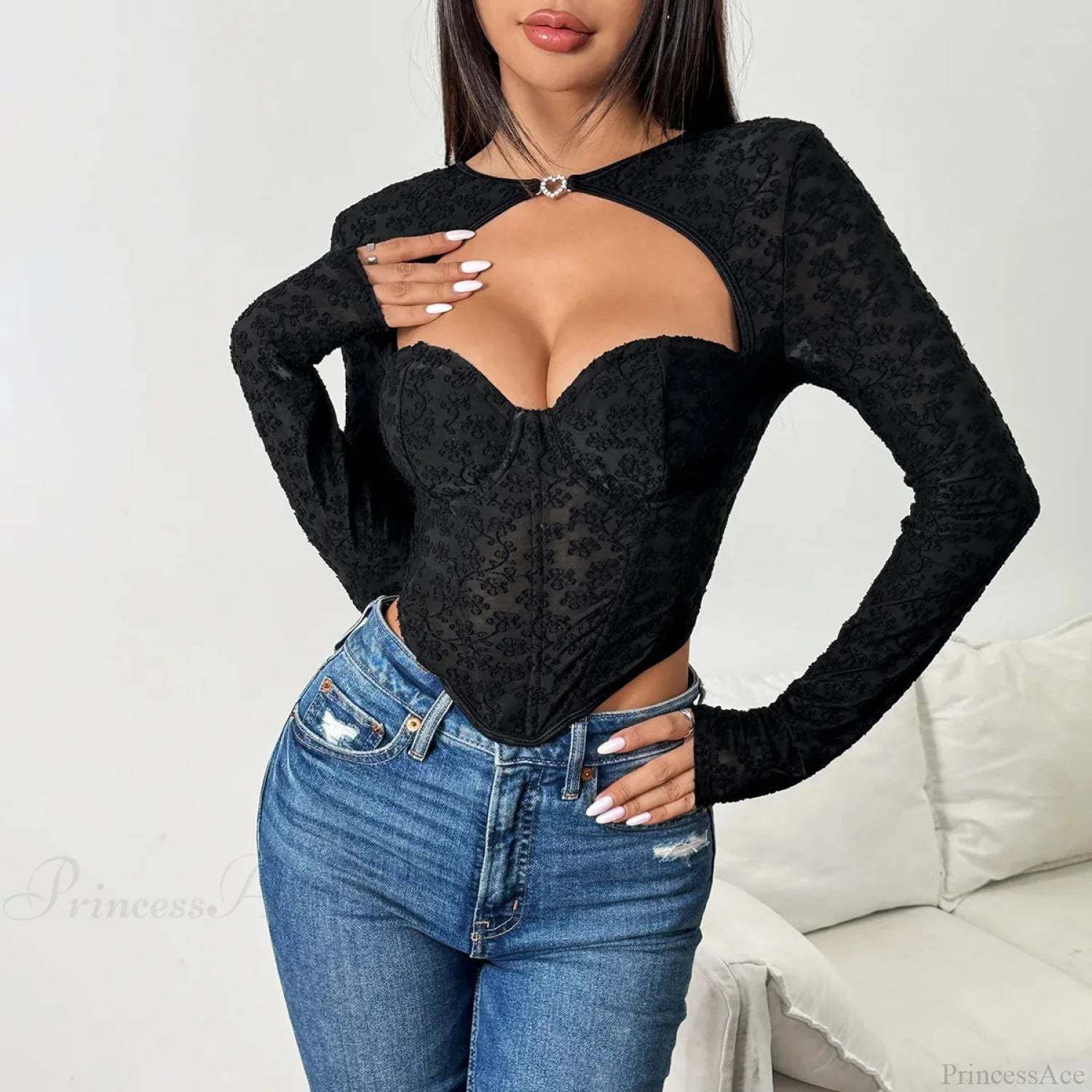 Fishbone Crop Top Black / S