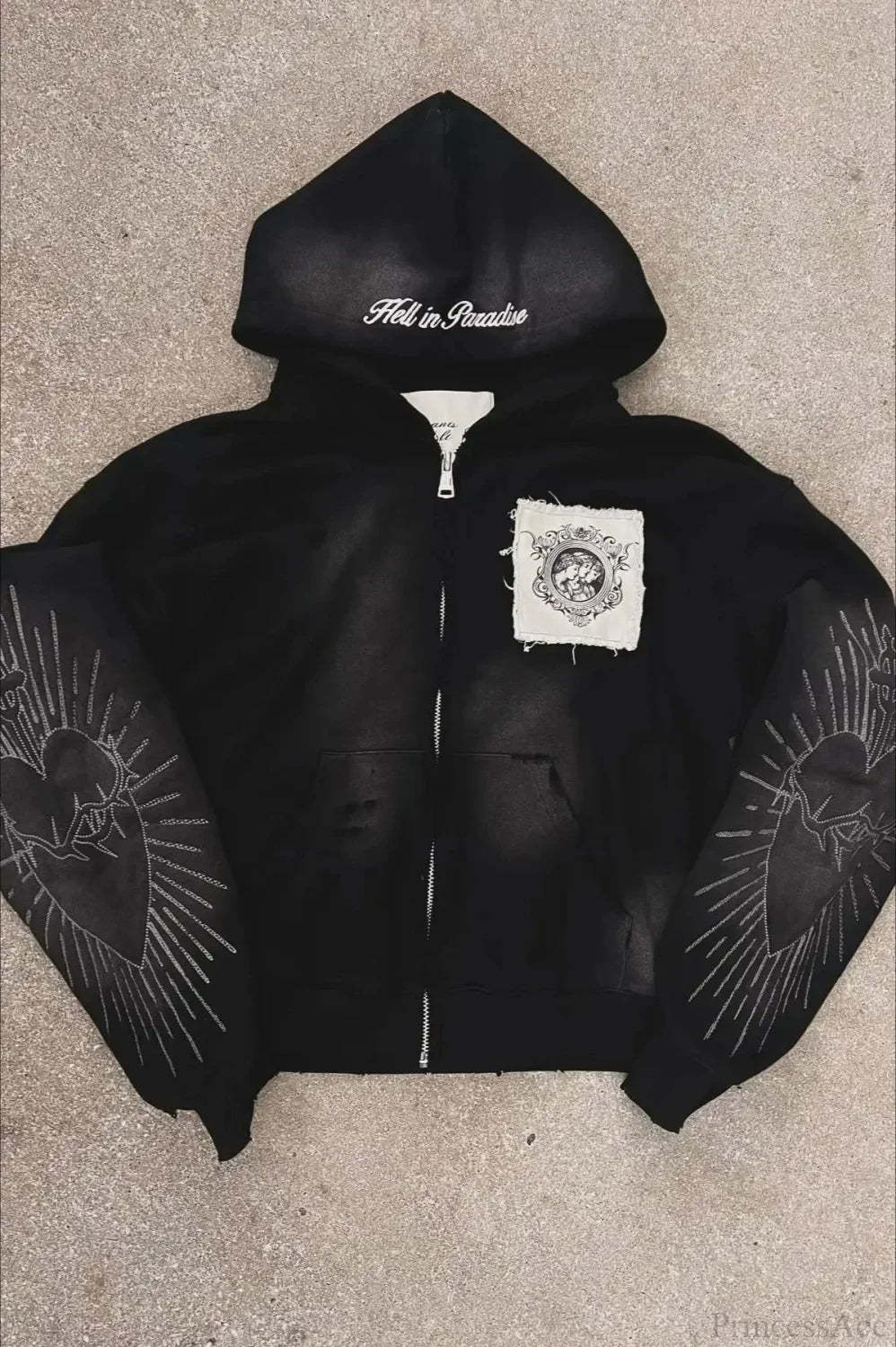 Flash Diamond Oversized Hoodie Black 7 / M