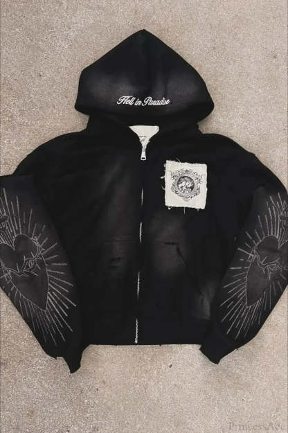 Flash Diamond Oversized Hoodie Black 7 / M