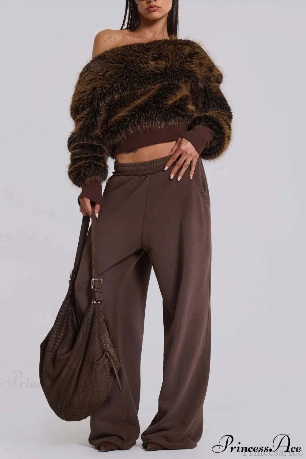 Fleece Sweatshirt Unique Design Crop Top