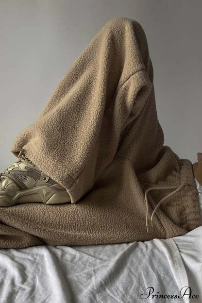 Fleece Wide Leg Relaxed Straight Pants