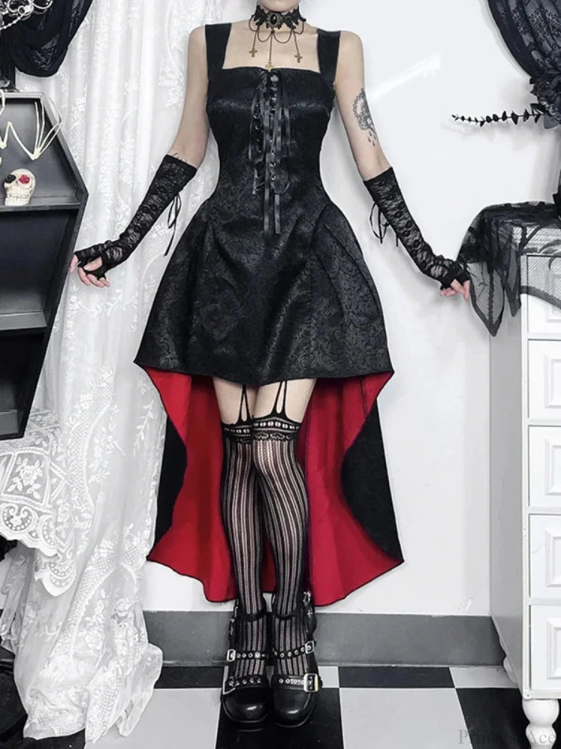 Flirtatious Bandage Corset Midi Dress Black / S