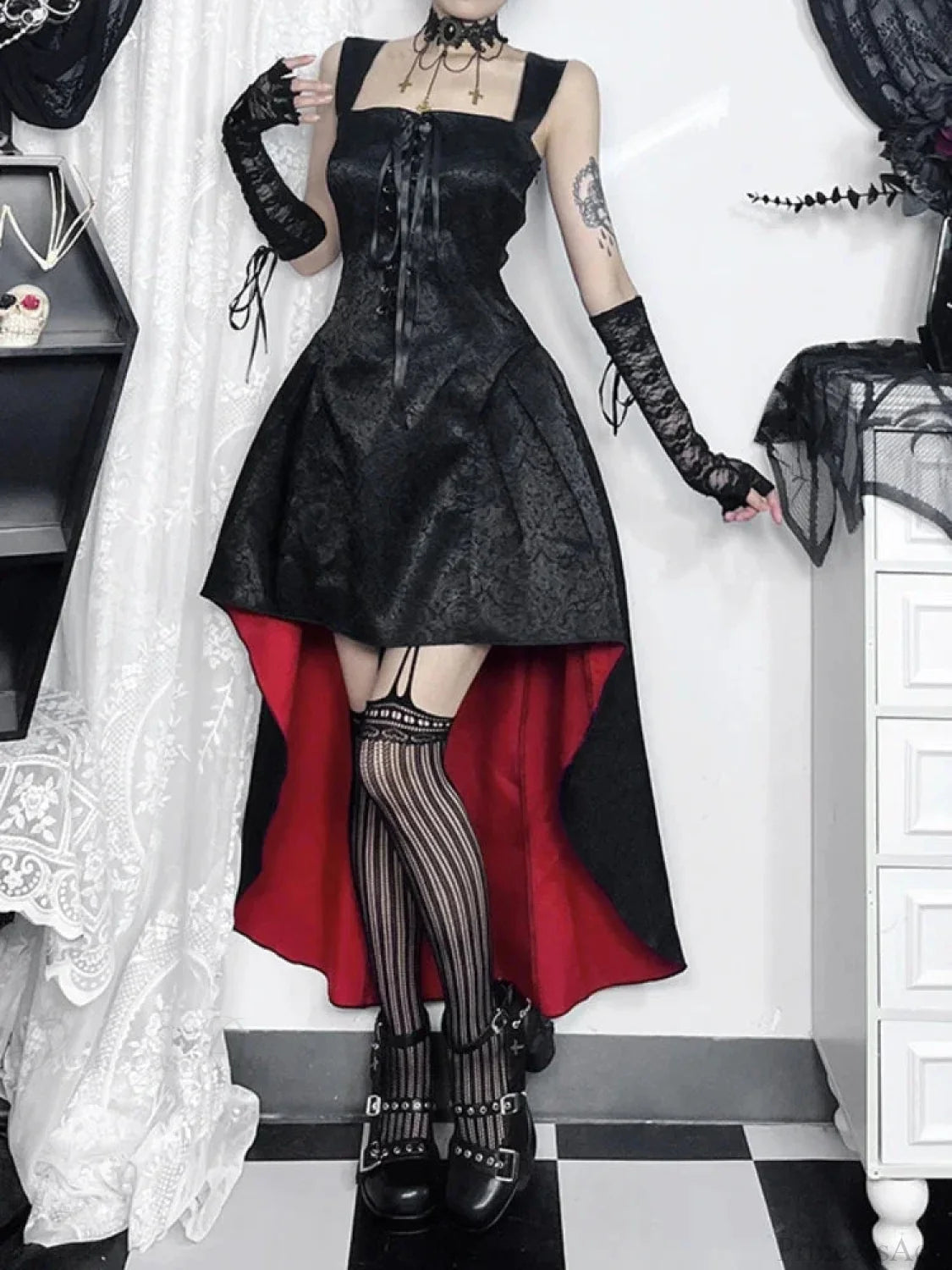 Flirtatious Bandage Corset Midi Dress Black / XS