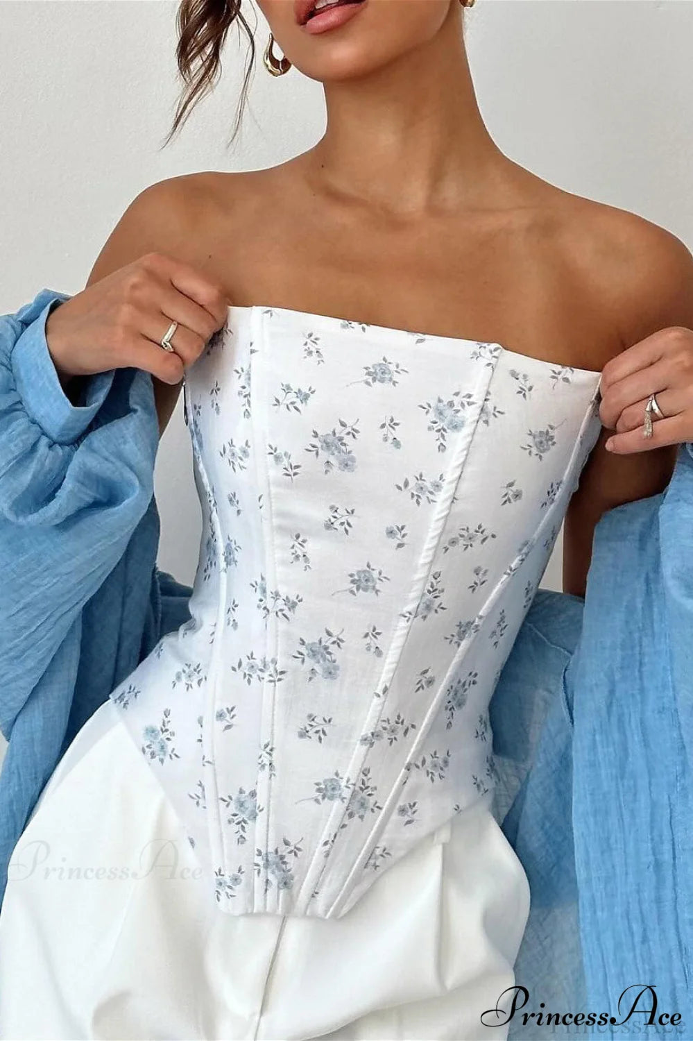 Floral Boned Back Tie Waist Cincher Corset