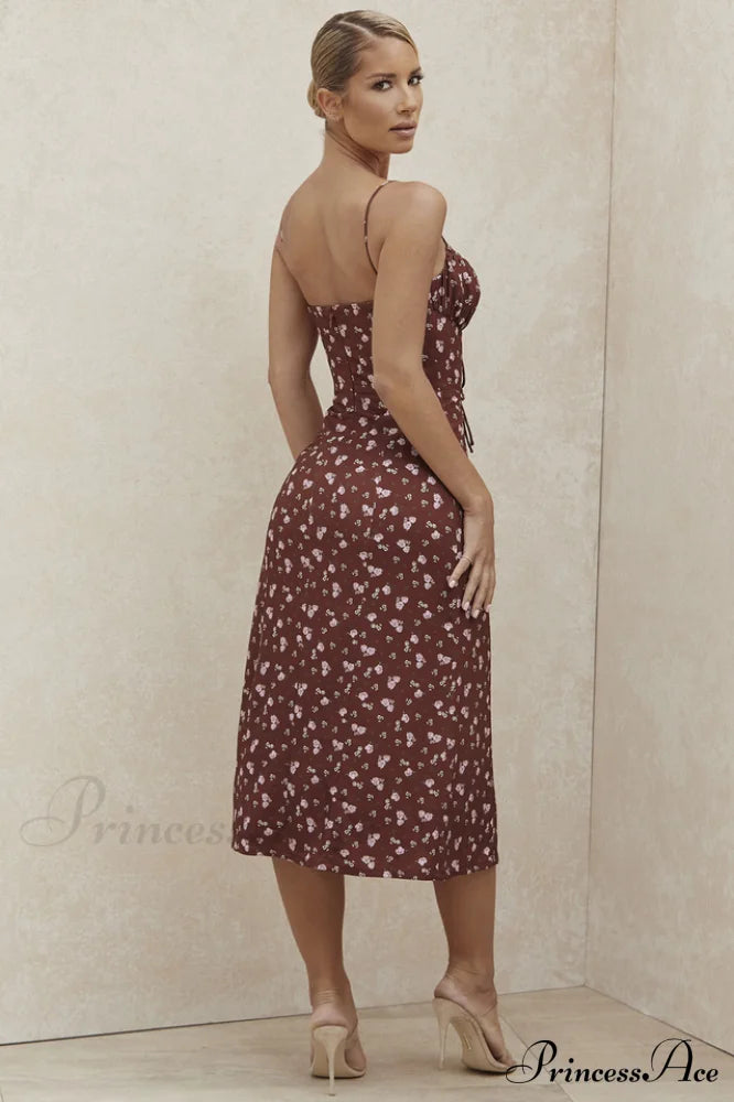 Floral Bustier Stylish Midi Dress